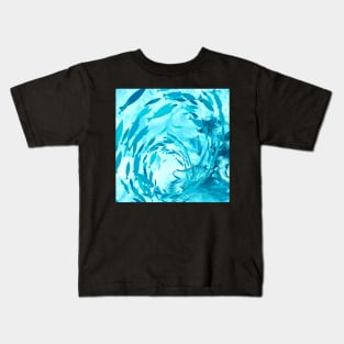 OCEAN WAVE AND SWIMMING FISH Kids T-Shirt